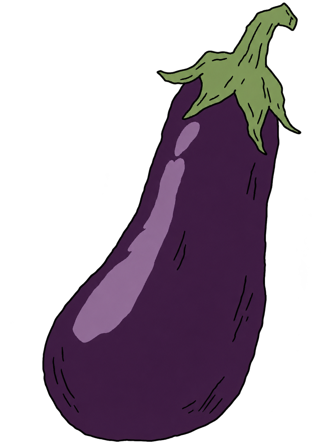 An unusually large crooked purple aubergine